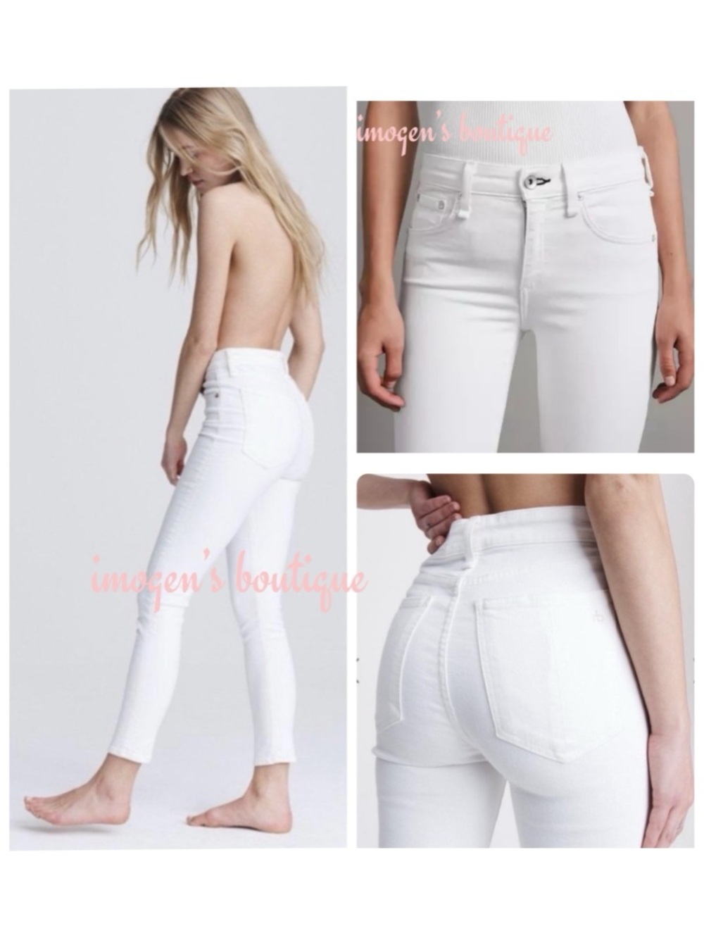 NWT 25 Rag and bone high rise white skinny jeans 30” inseam